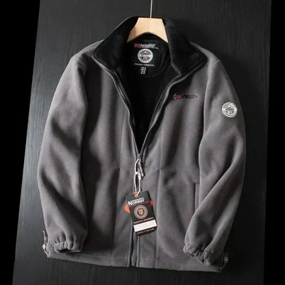 Herren Fleecejacke Warm mit Taschen und Reißverschluss Schwarz - Eveloria