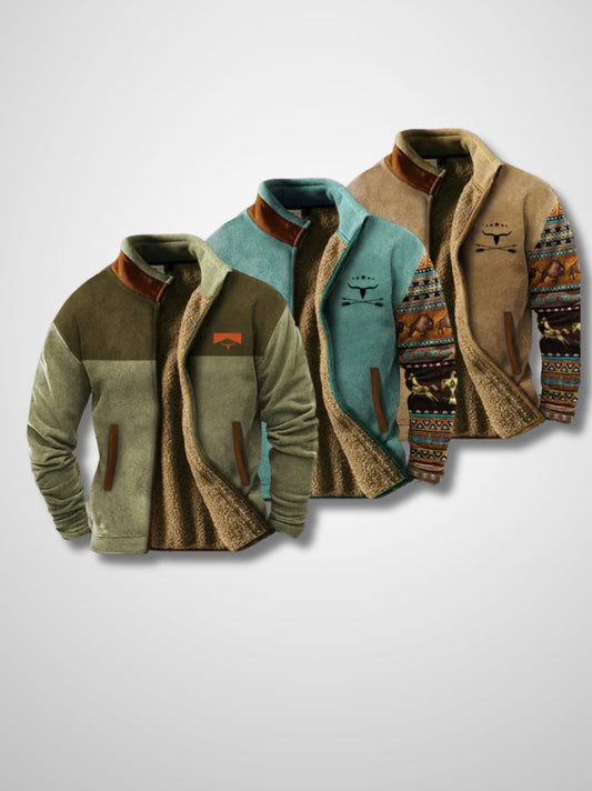 Herren Fleecejacke Sherpa Gefüttert Warm Schwarz - Eveloria