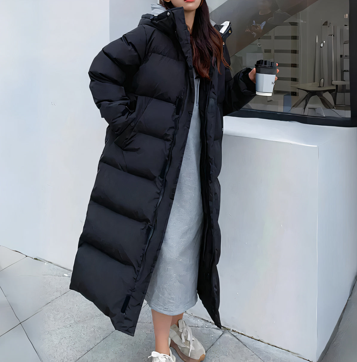 Damen Winterjacke Oversized Pufferjacke Kapuze