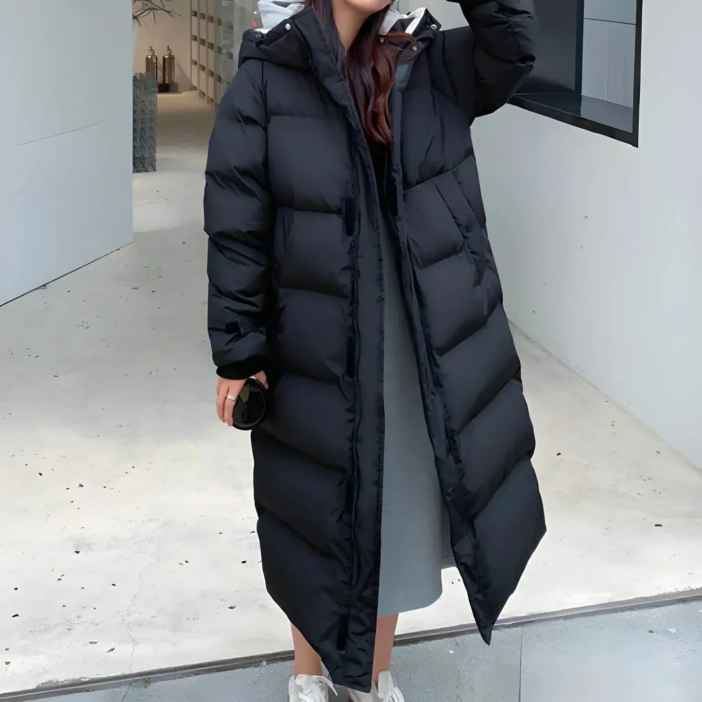 Damen Winterjacke Oversized Pufferjacke Kapuze
