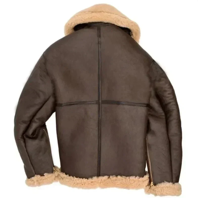 Fliegerjacke – Warm – Mit Fell gefüttert – Winterlederjacke – Herren-Winterjacke-Chaps Herrenmode