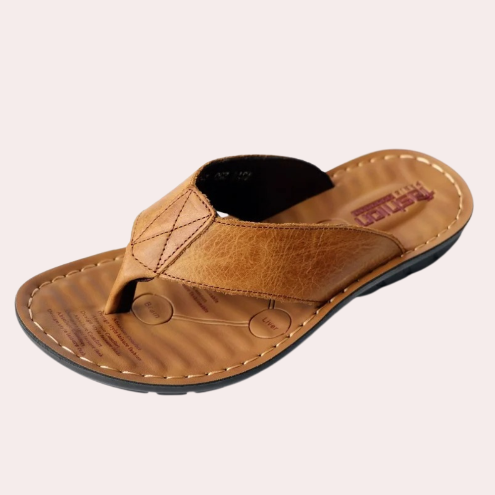 Herren Orthopädische Leder Flip Flops Ergonomisch - Eveloria