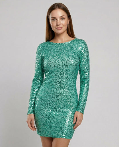 Glitzer Winterkleid Rückenfrei Damen - Eveloria