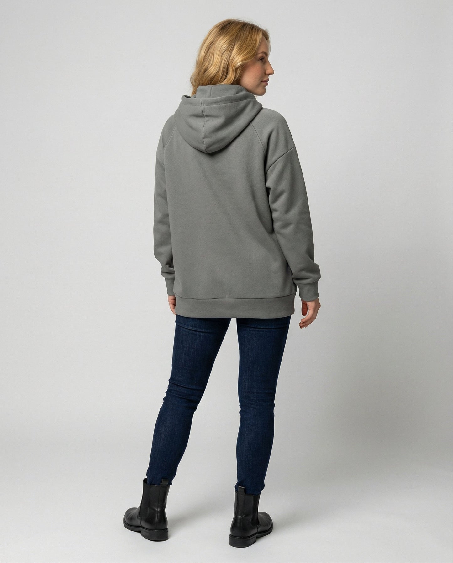 Damen Winterhoodie Kuschel Fleece Grau