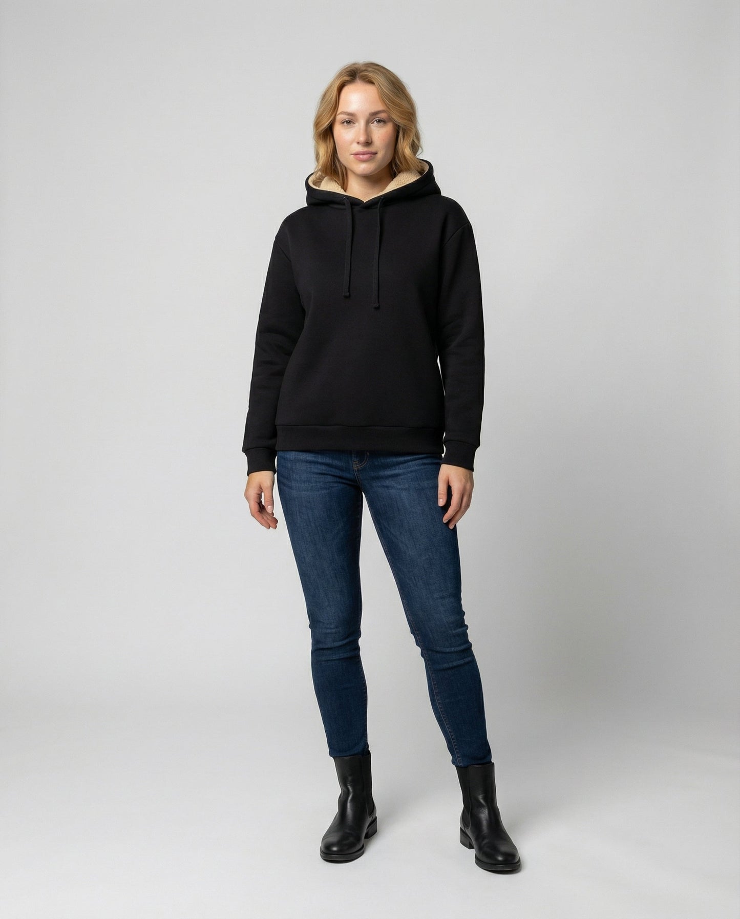 Damen Fleece-Hoodie Weich Warm Beige