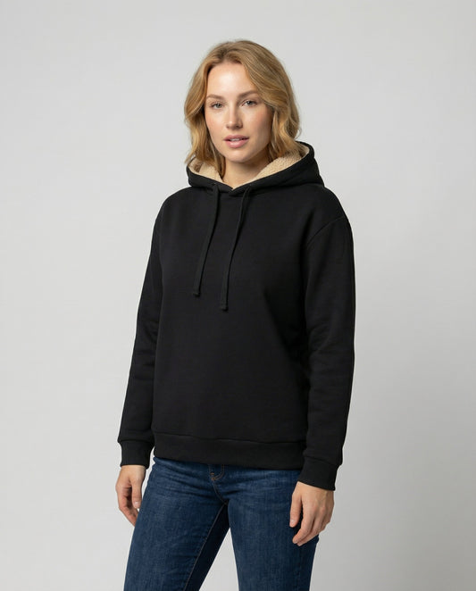 Damen Fleece-Hoodie Weich Warm Beige - Eveloria