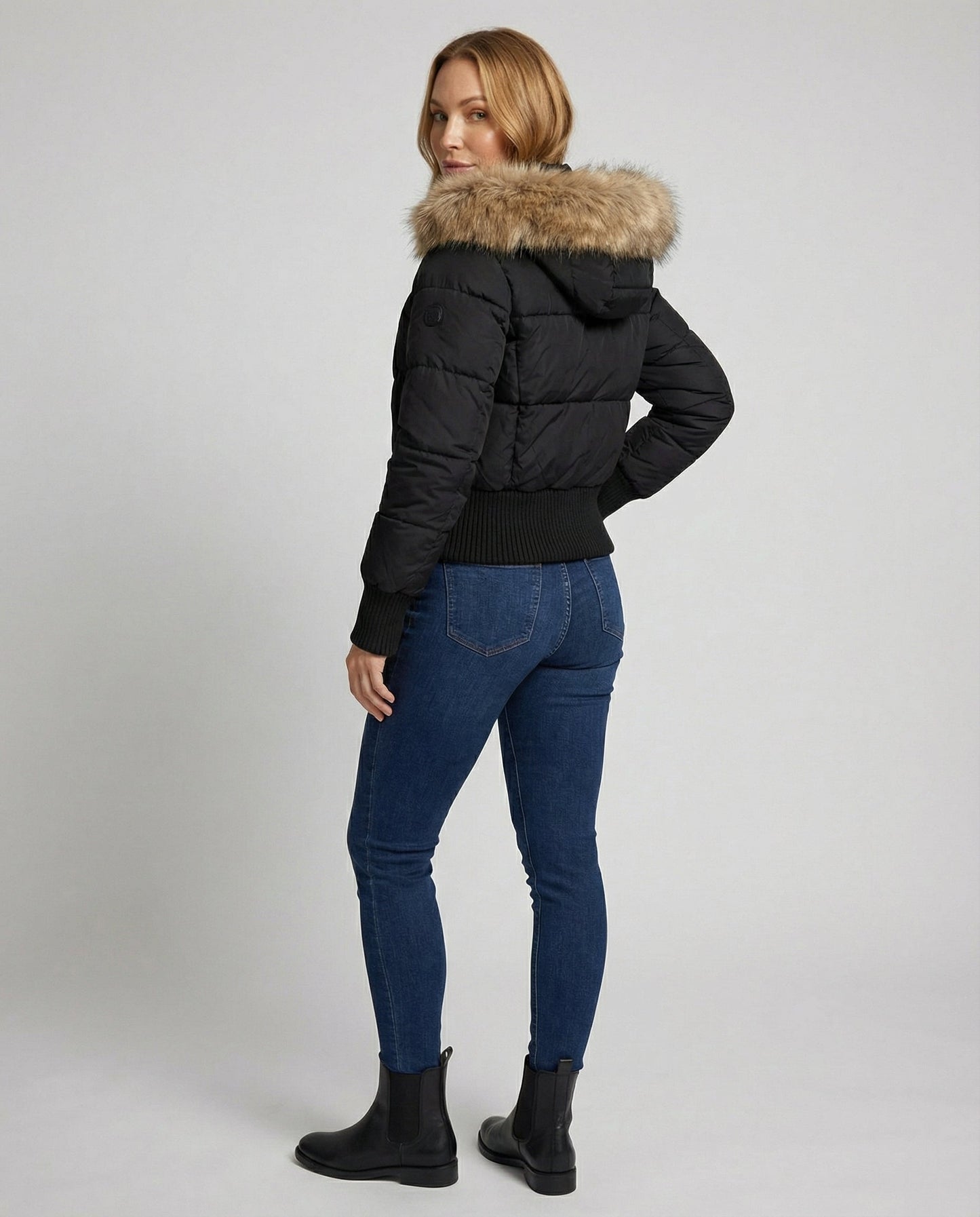 Gefütterte Damen Winterjacke Cropped