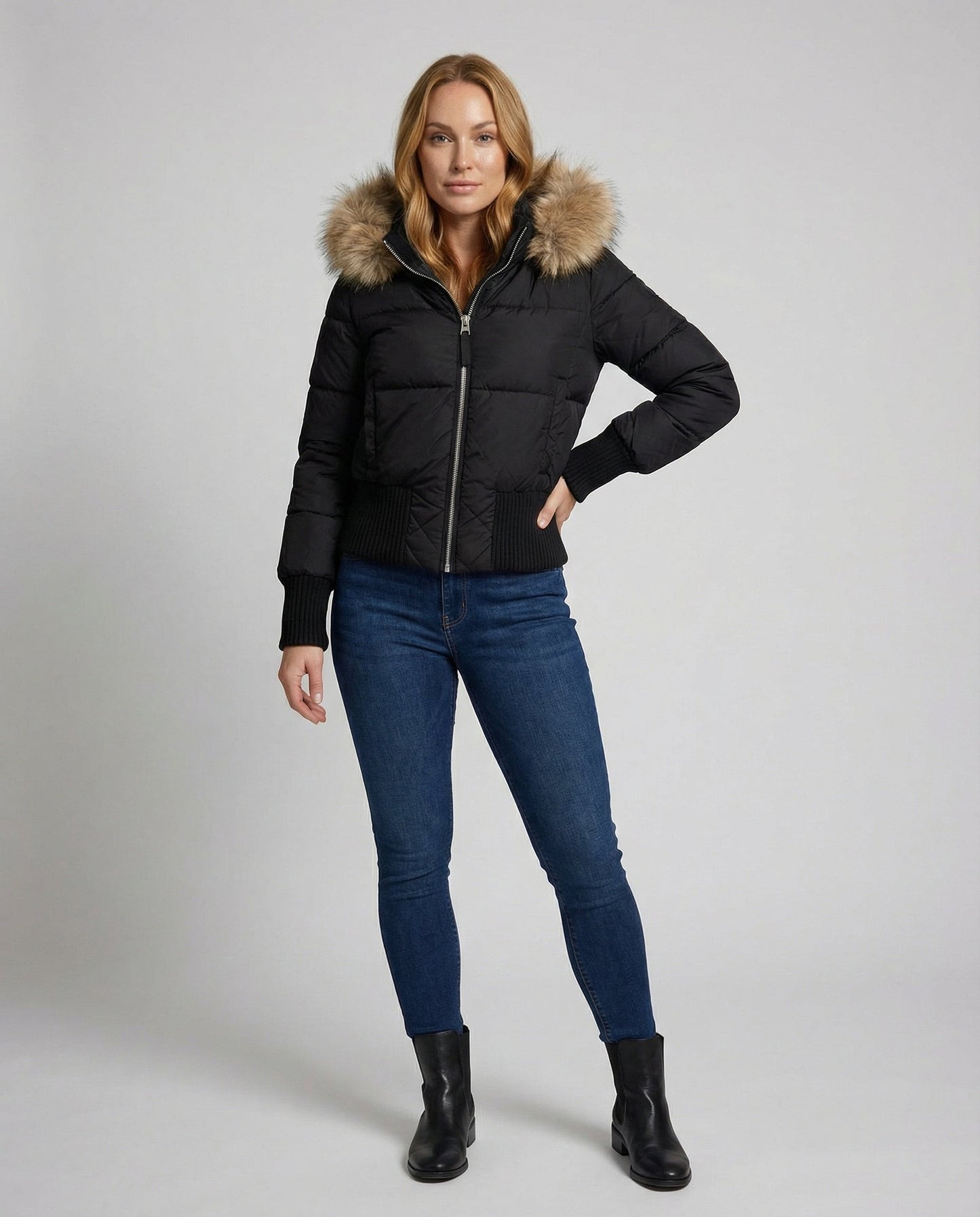 Gefütterte Damen Winterjacke Cropped