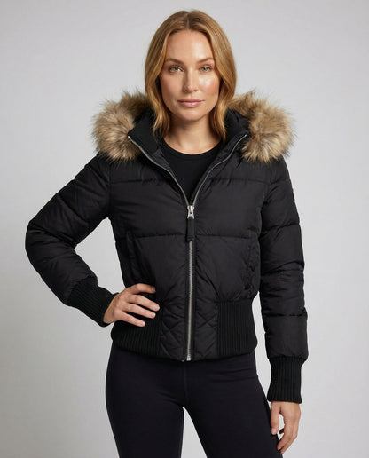 Gefütterte Damen Winterjacke Cropped - Eveloria