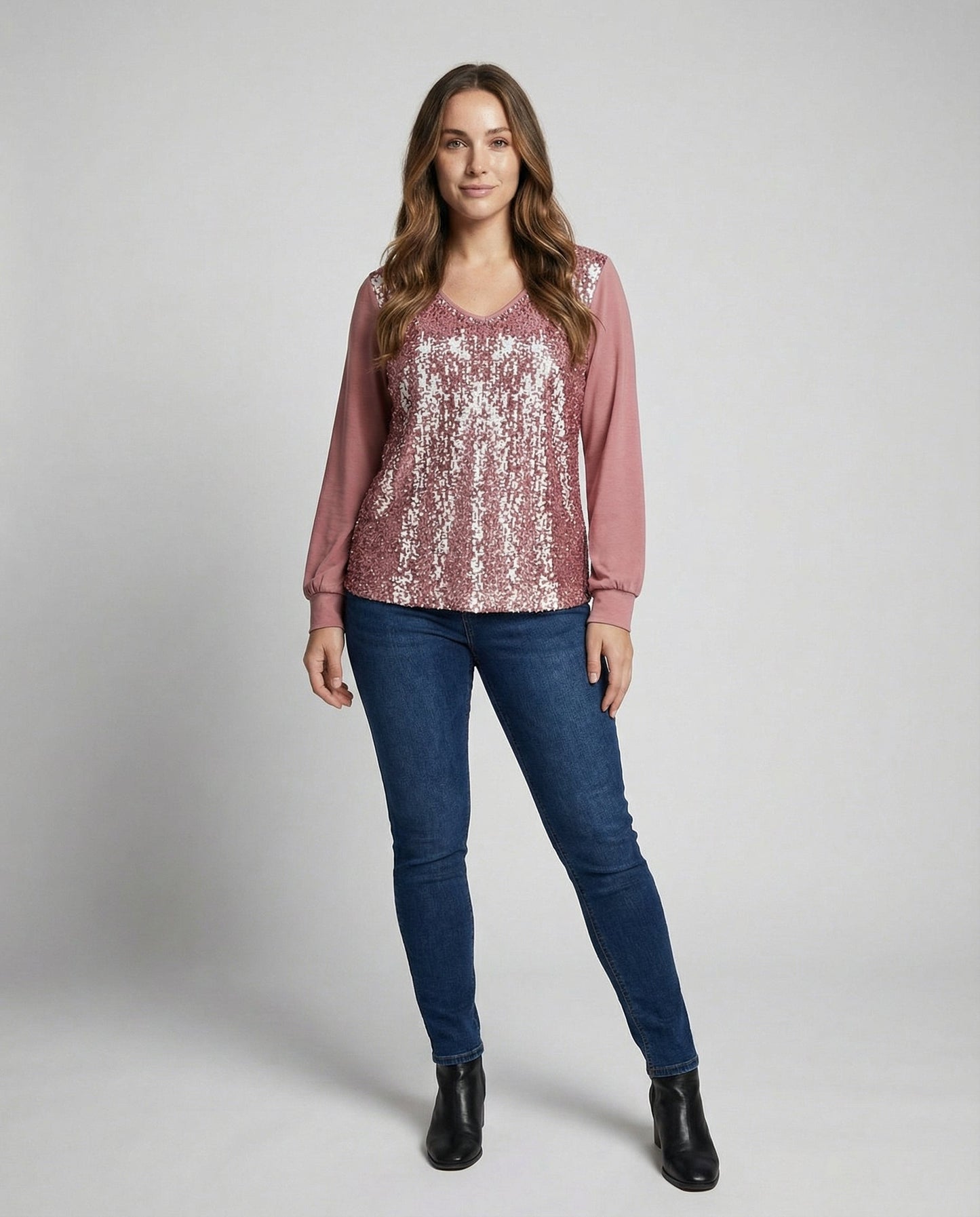 Damen Glitzer Bluse Schlicht