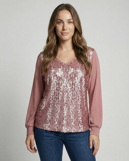 Damen Glitzer Bluse Schlicht - Eveloria