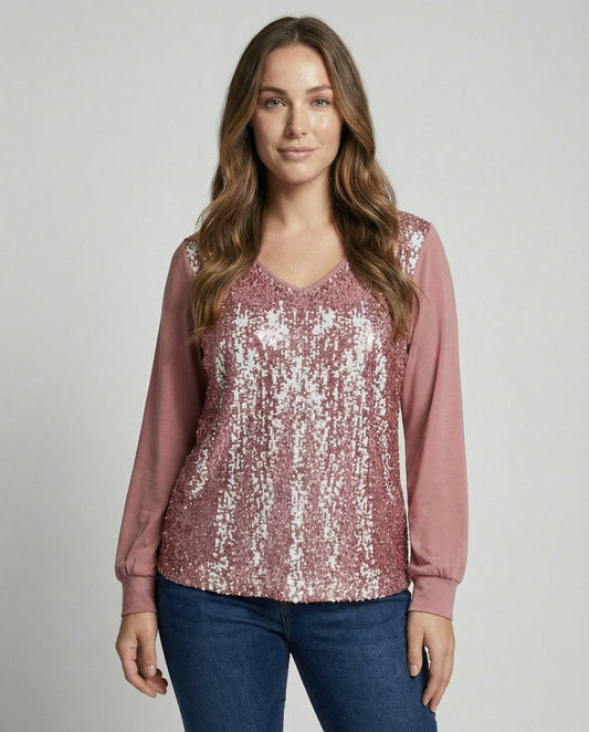 Damen Glitzer Bluse Schlicht - Eveloria