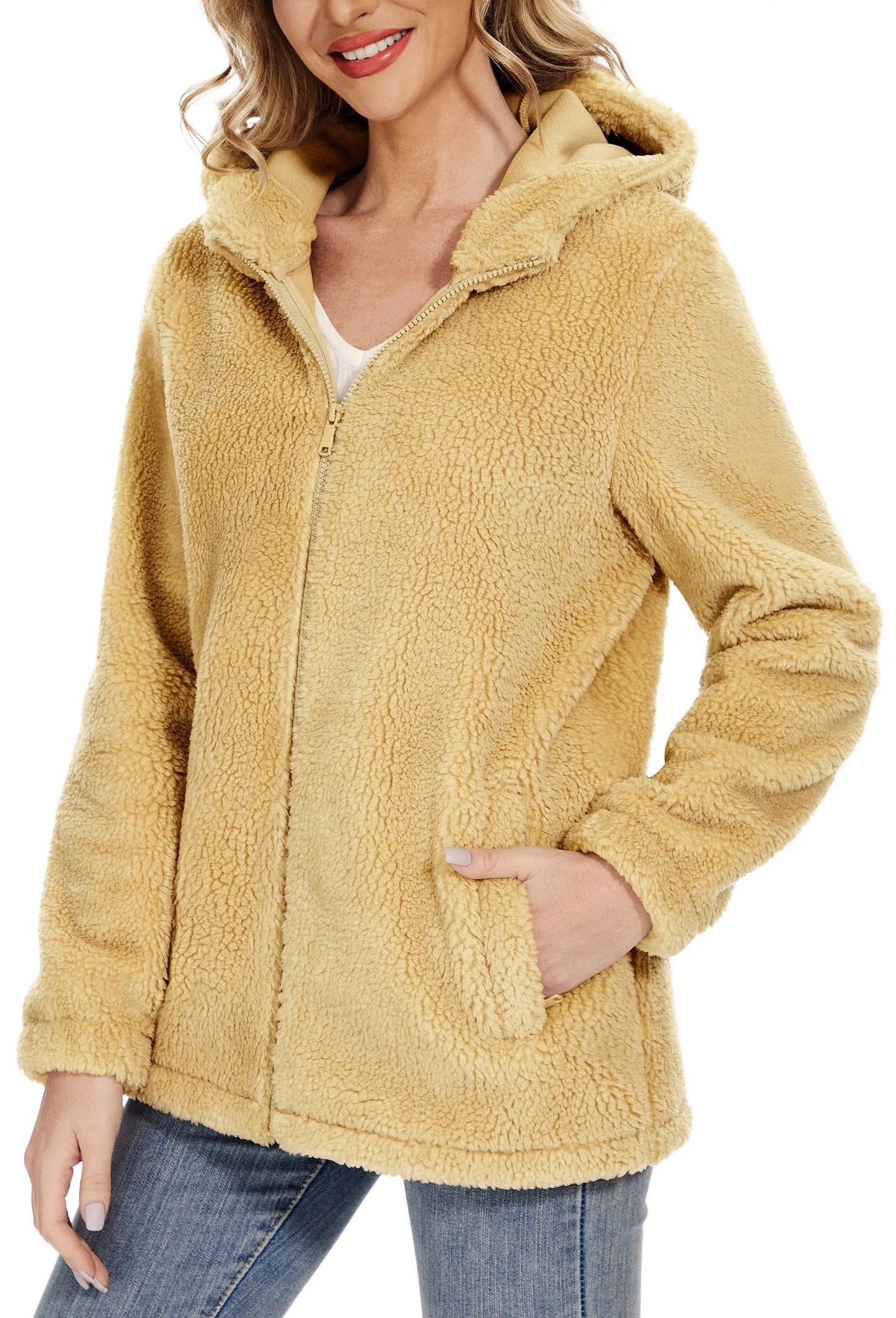 Damen Fleecejacke Kapuze