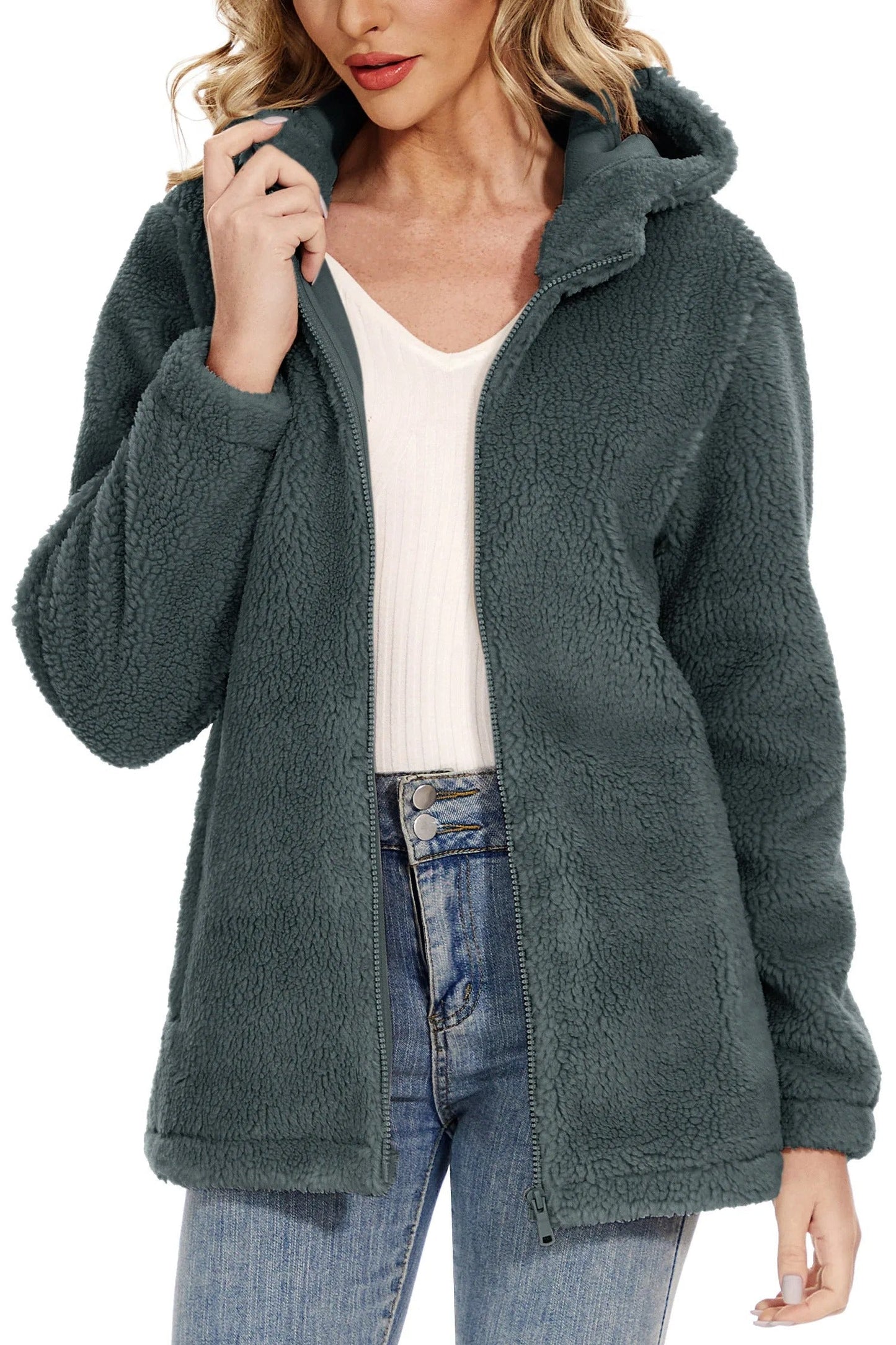 Damen Fleecejacke Kapuze