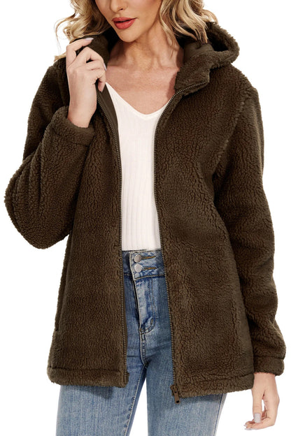 Damen Fleecejacke Kapuze