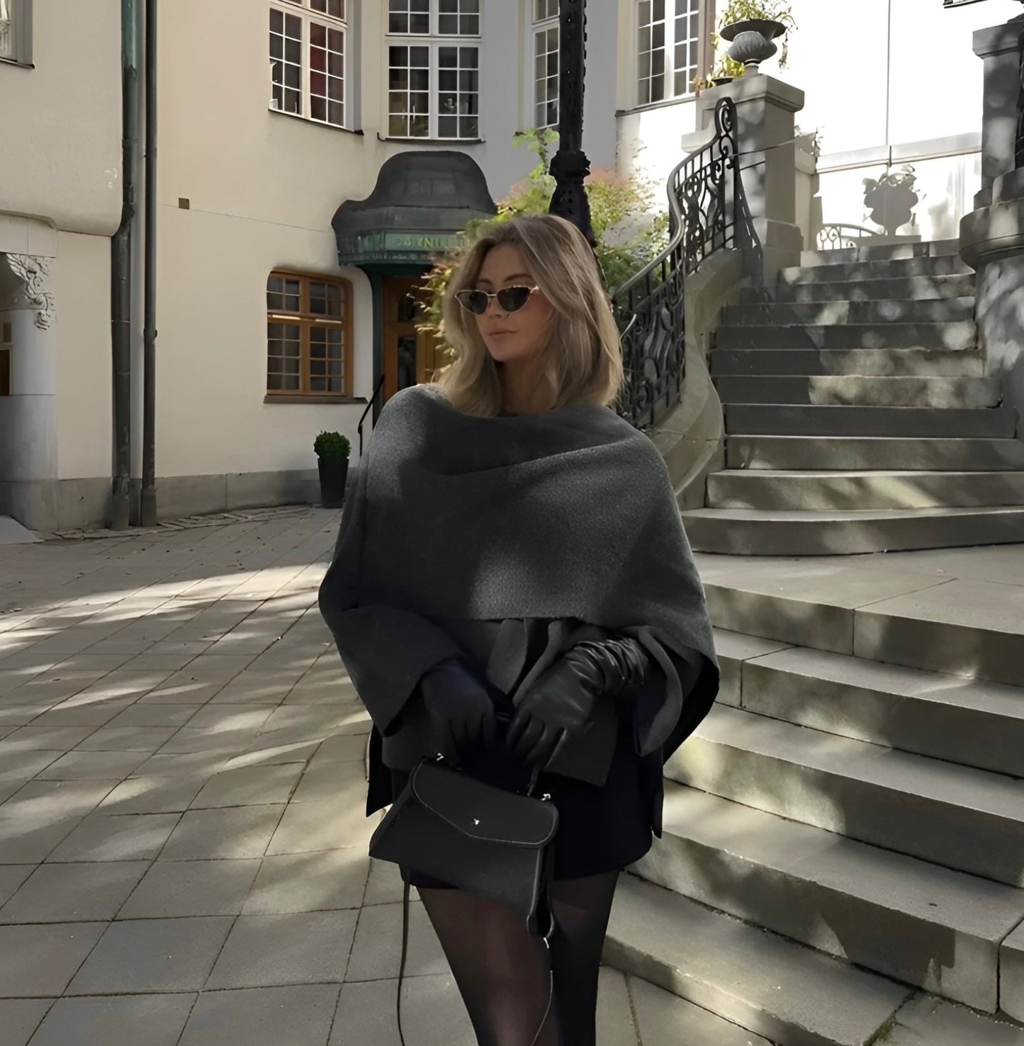 Damen Cape-Mantel Elegantes Drapieren