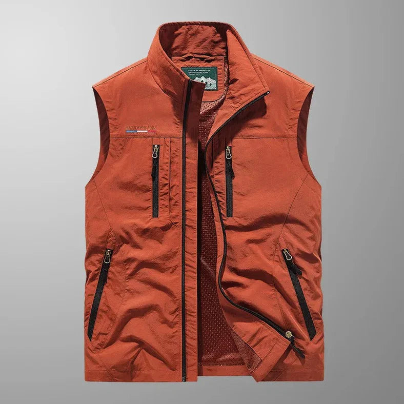Herren Bodywarmer Ärmellos Reißverschluss Schwarz - Eveloria