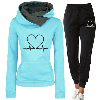 Damen Jogginganzug Warm Herz-Muster - Eveloria
