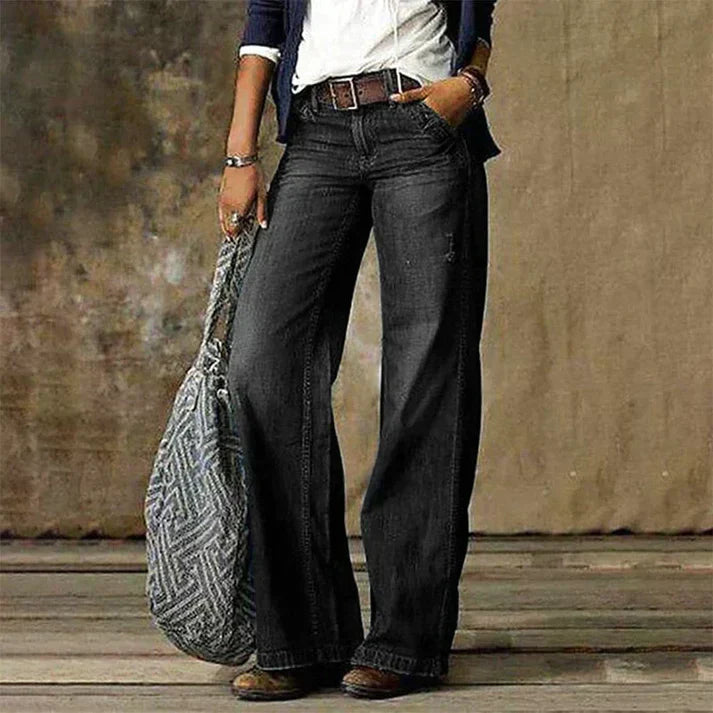 Damen Weite Jeanshosen Blau