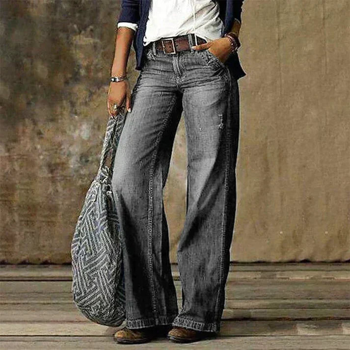 Damen Weite Jeanshosen Blau