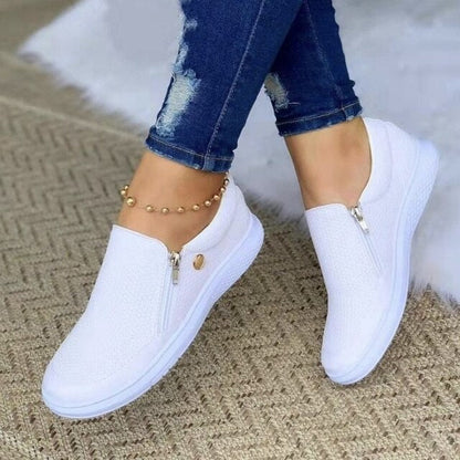 Damen Slip-On Plattformschuhe mit Reißverschluss