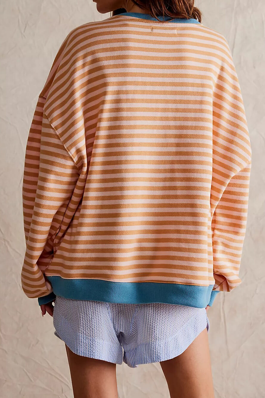 Eveloria Damen Pullover Klassisch Gestreift