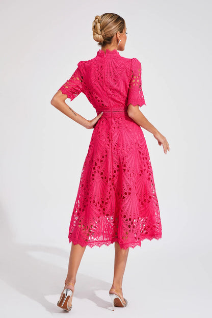 Damen Spitzen Midi Kleid Jasmin