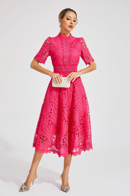 Damen Spitzen Midi Kleid Jasmin