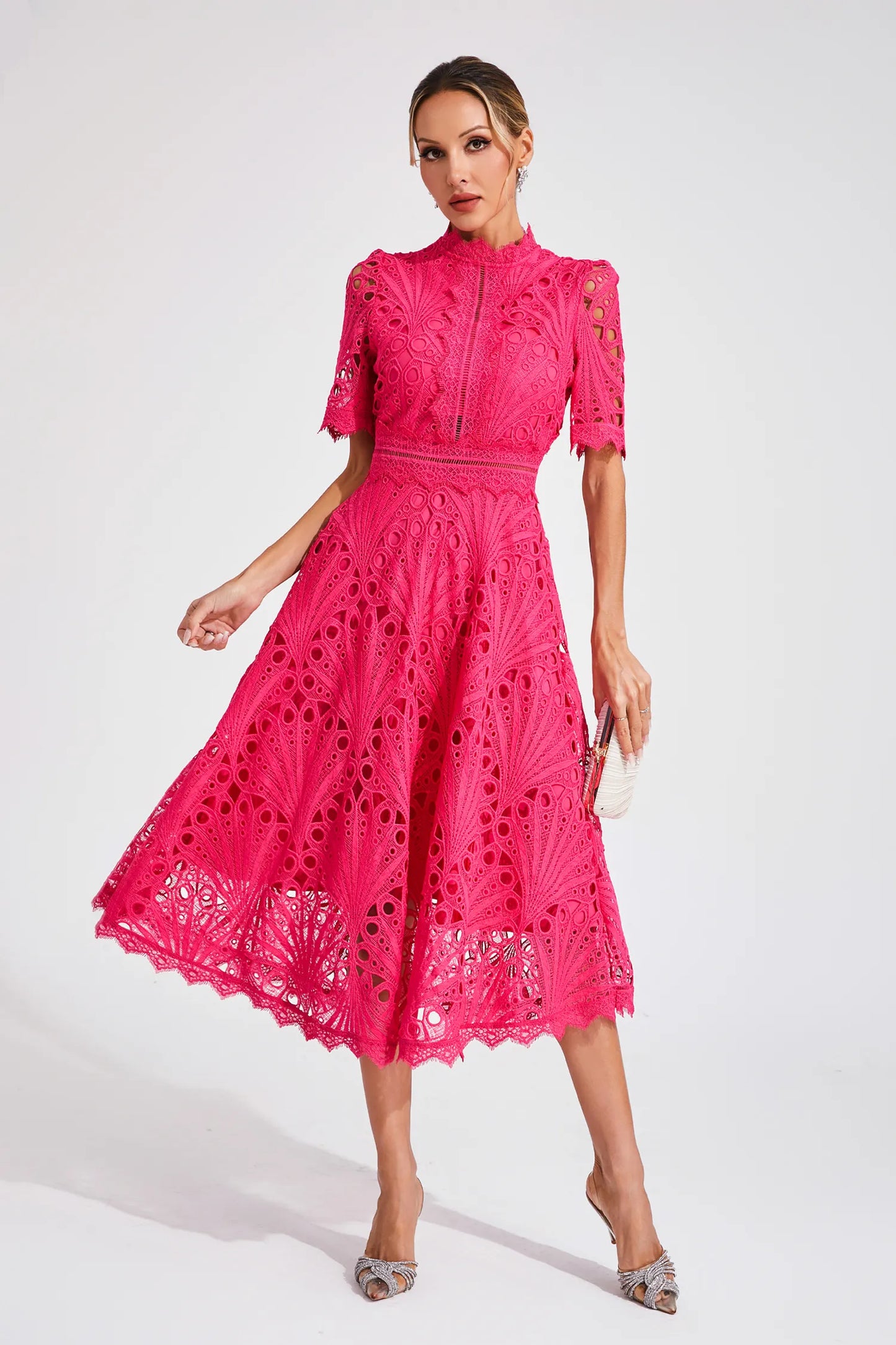 Damen Spitzen Midi Kleid Jasmin