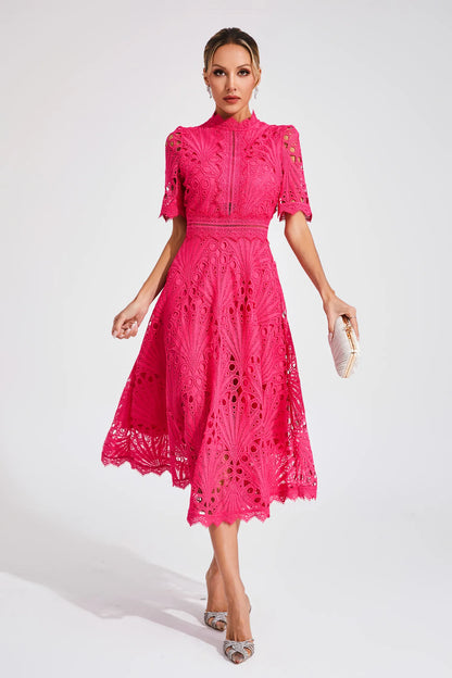 Damen Spitzen Midi Kleid Jasmin