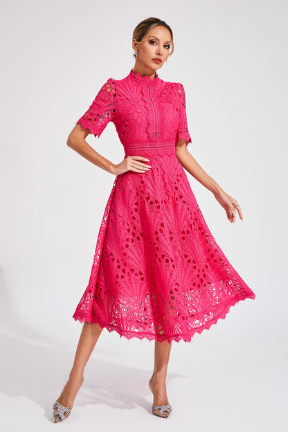 Damen Spitzen Midi Kleid Jasmin