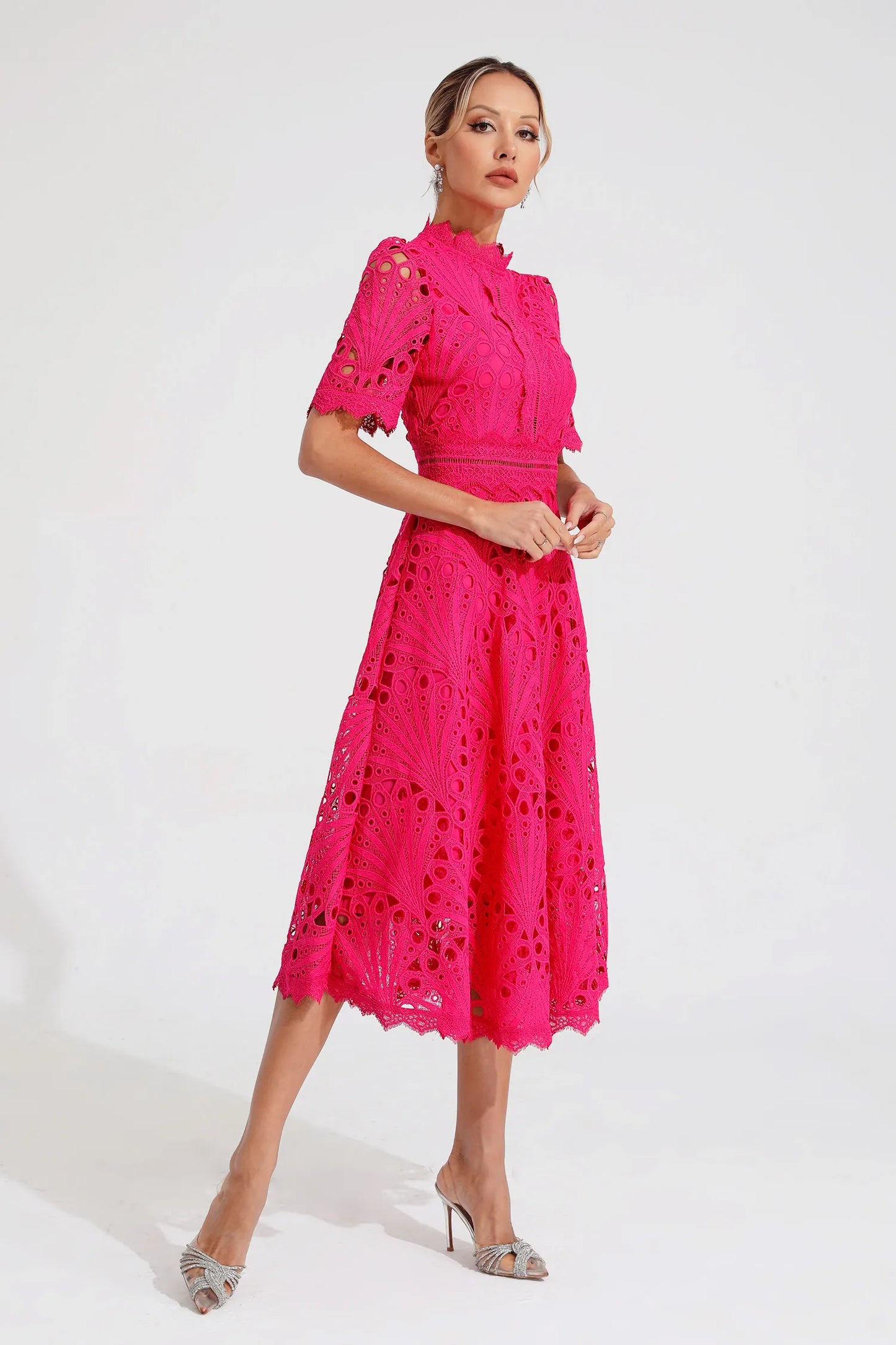 Damen Spitzen Midi Kleid Jasmin