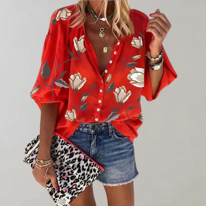 Damen Blumendbluse Trendy Eveloria