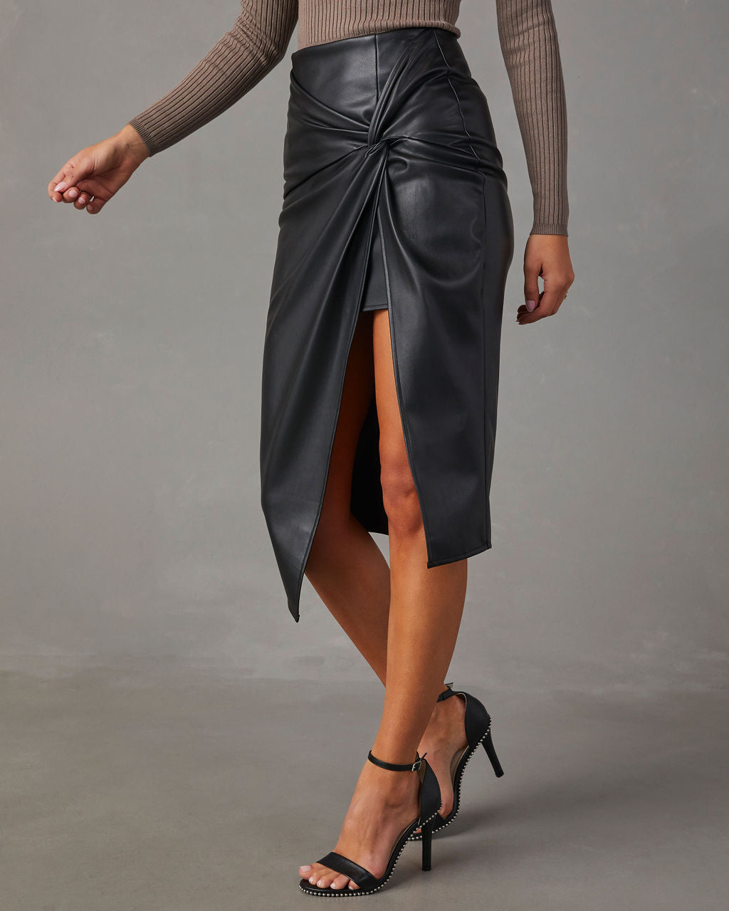 Damenrock mit Schlitz aus Jersey Schwarz - Eveloria