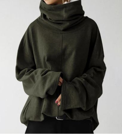 Eveloria Damen Langarm Turtleneck Sweatshirt mit Taschen - Eveloria