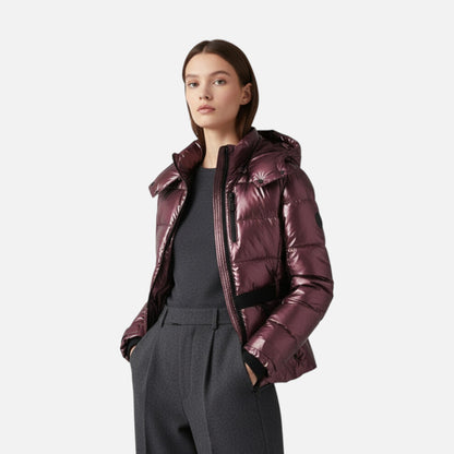 Damen Steppjacke Kapuze Tailliert Warm