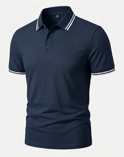 Herren Poloshirt Slim Fit Kurzarm Kontrastkragen