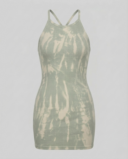 Damen Minikleid Rippstrick Spaghettiträger