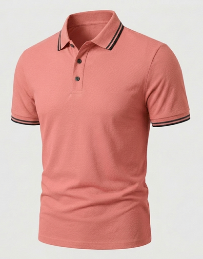 Herren Poloshirt Slim Fit Kurzarm Kontrastkragen