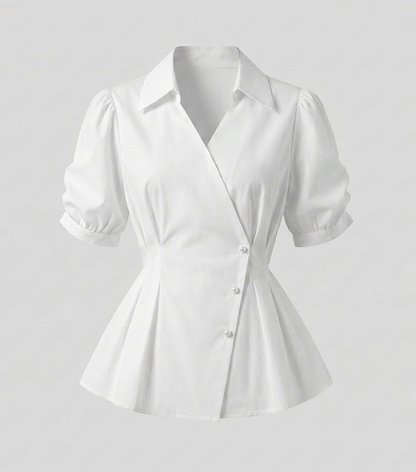 Damen Bluse Puffärmel Taillierte
