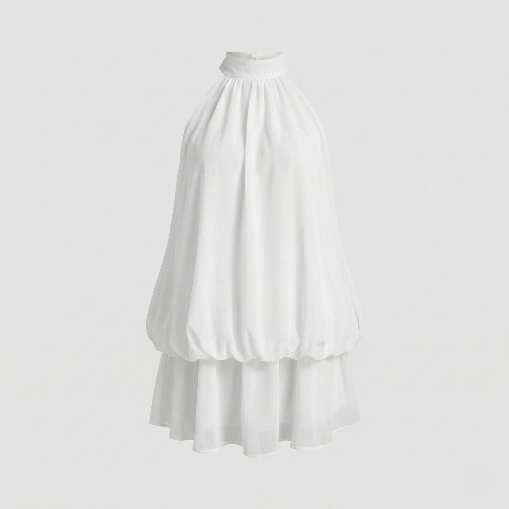 Damen Ärmelloses Volant Minikleid Lagenoptik