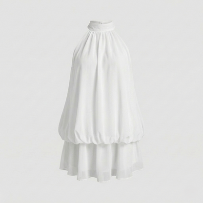 Damen Ärmelloses Volant Minikleid Lagenoptik