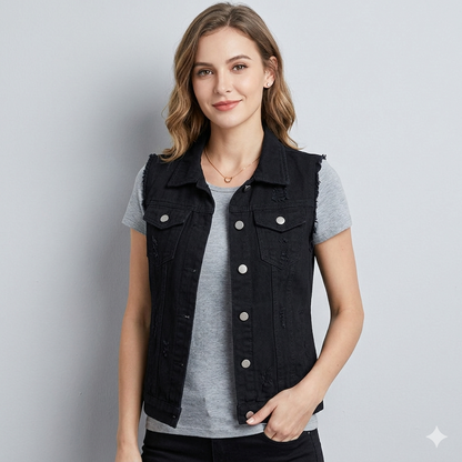 Damen Jeansweste mit Taschen und stylischem Design Eveloria