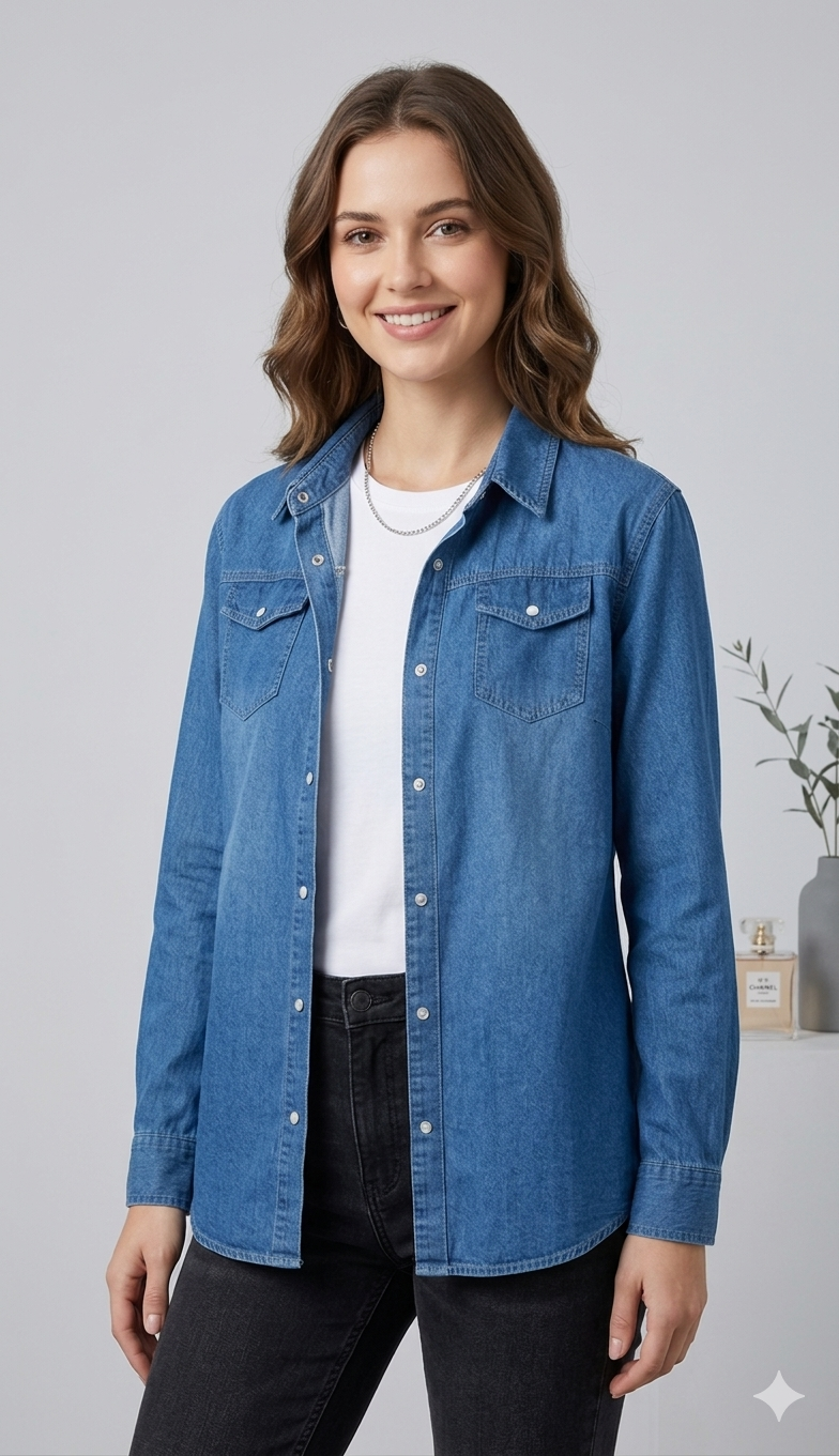 Eveloria Damen Lange Denimjacke