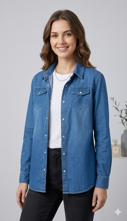 Eveloria Damen Lange Denimjacke