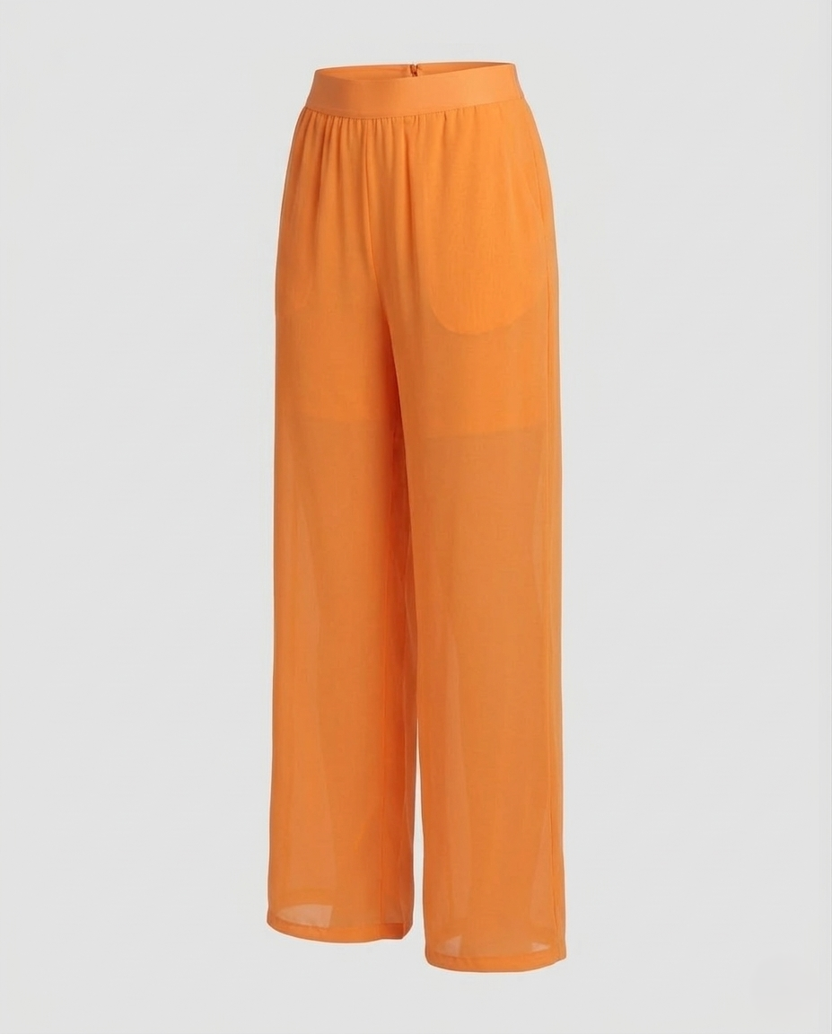 Damen Chiffonhose Weit Mit Elastikbund
