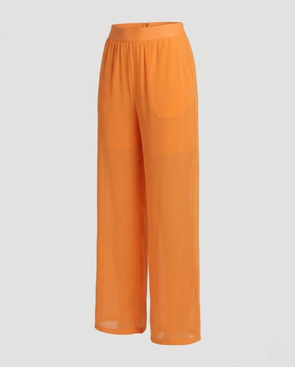 Damen Chiffonhose Weit Mit Elastikbund