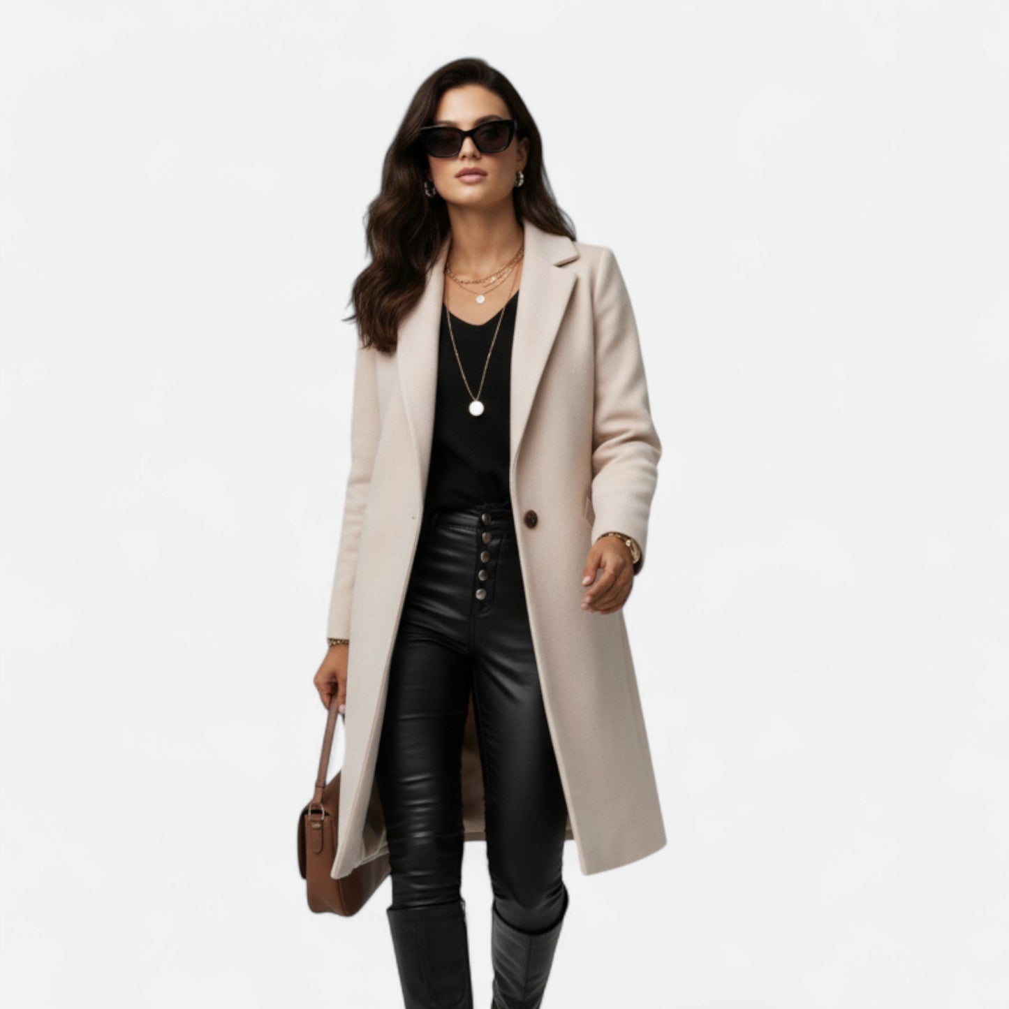 Damen Wintermantel Eleganter Langmantel Einfarbig