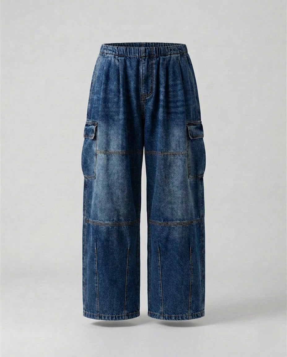 Unisex Cargohose Jeans Weit