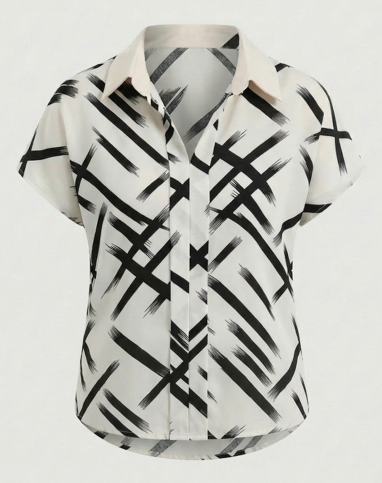 Damen Blusenshirt Seidenlook mit Muster